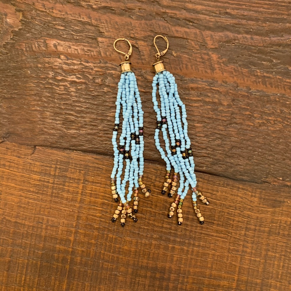 Beaded tribal dangle earrings